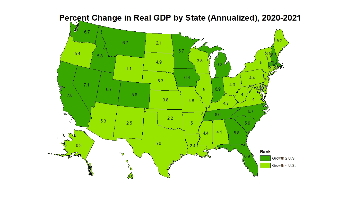 2021 State-Level GDP Data: Rebounding