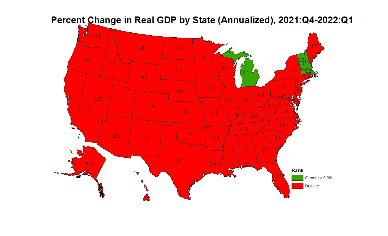 State-Level GDP in the First Quarter of 2022